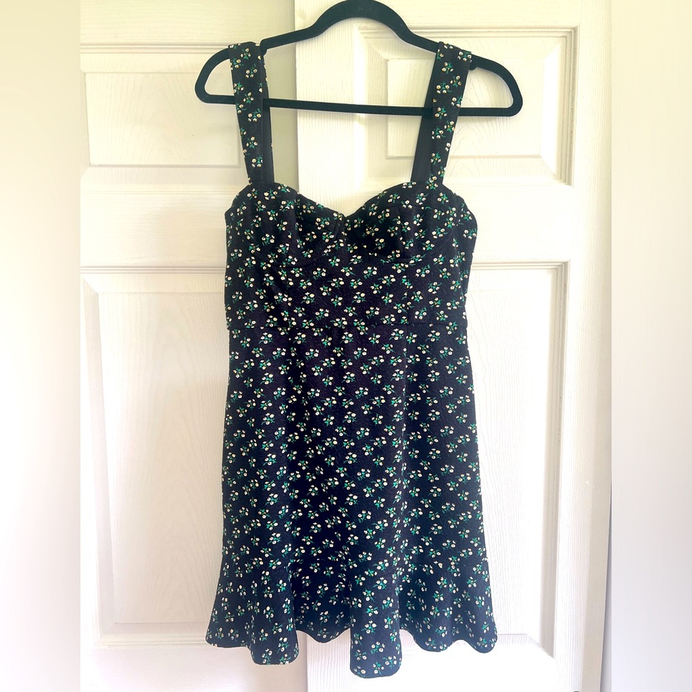Anthropologie sweetheart cut, flower print, mini dress
